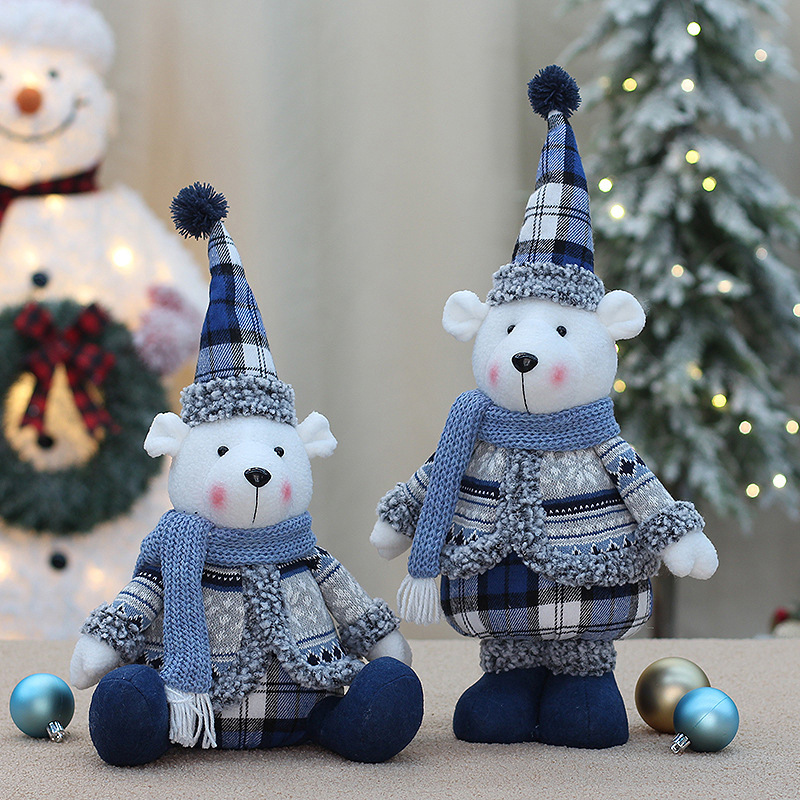 Christmas decorations bear doll desktop decoration shopping mall window scene layout activity atmosphere props