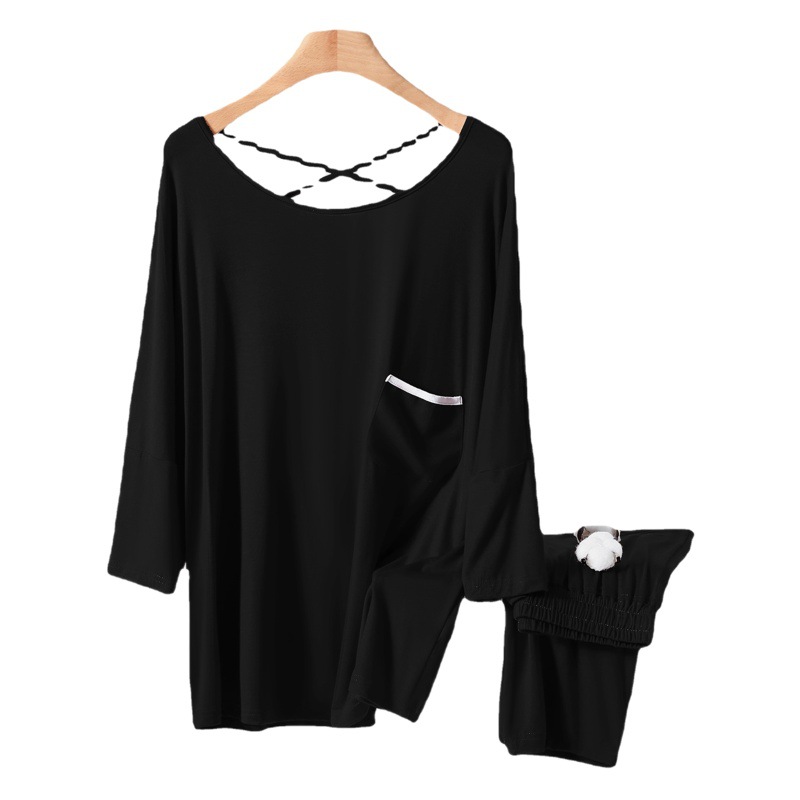 Modal Casual Suit Women's Spring and Summer Thin Loose Backless T-shirt Casual Outer Wear Solid Color Large Size Two-piece Set
