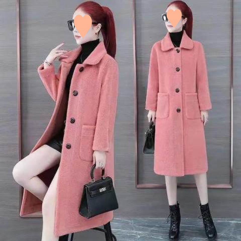 Winter New thickened lamb wool coat Women's Mid-length Korean style slimming fur integrated granular fleece coat