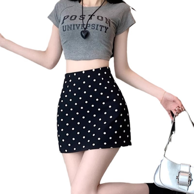 Picture of Black Split Suit A- line Skirt Skirt 2024 Spring Women's New Short Skirt High Waist Hip Skirt Trendy