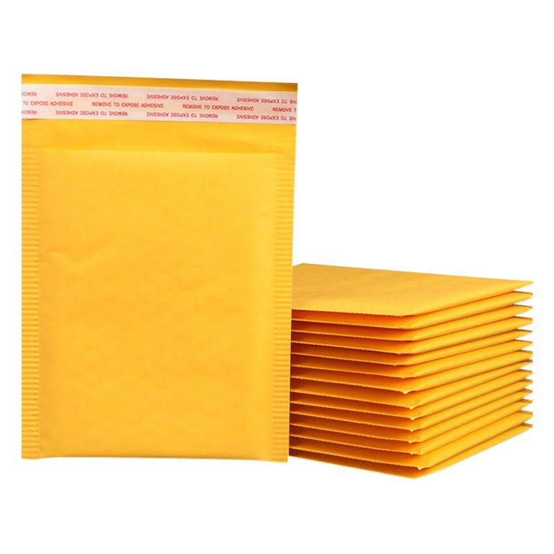 Kraft Paper Bubble Bag Wholesale Thickened Garment Packaging Bubble Bag Yellow Shockproof Express Bag Printing Bubble Bag