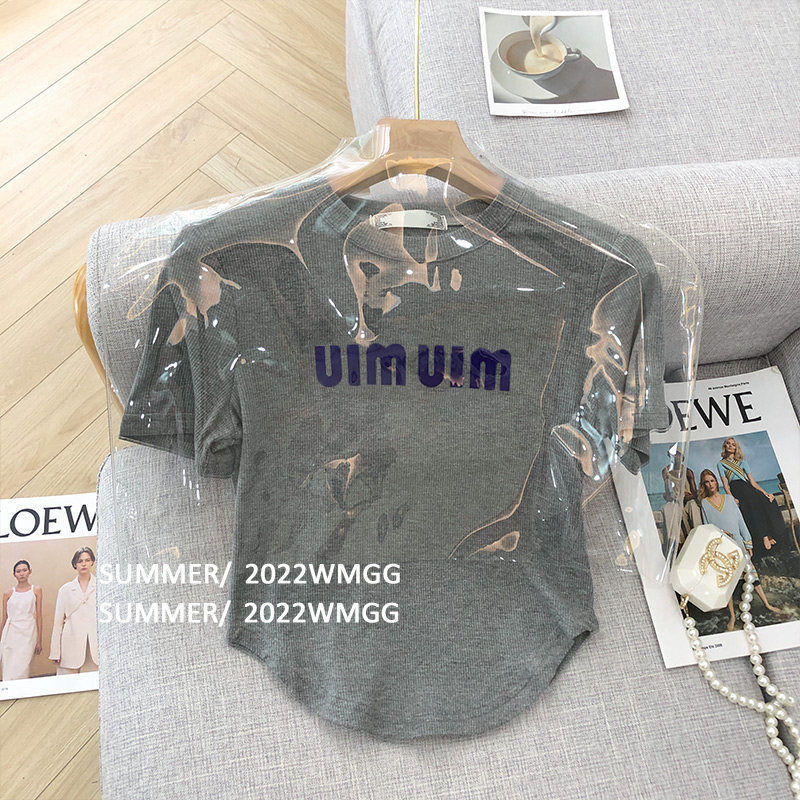 Arc hem Short-sleeved T-shirt Women's Summer Design Sense Niche T-shirt Summer Korean-style Letter Printed Top for Students