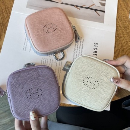 Genuine Leather Simple Coin Purse Top Layer Cowhide Lightweight High-Value Niche Women's High-End Coin Bag Key Earphone Bag