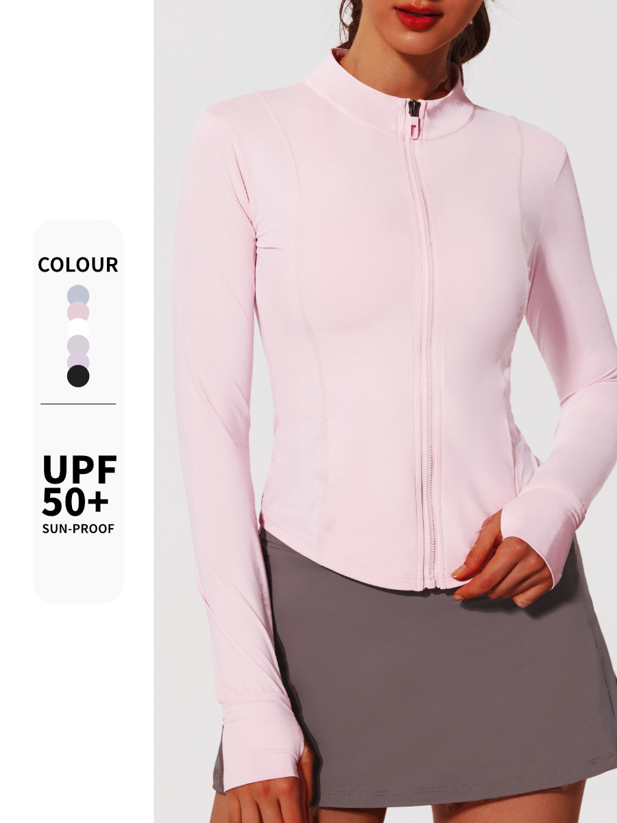 Cross-border summer thin original yarn sun-protective shirt, ice-sensation UV protection sports jacket, yoga suit, tight sleeve, long-sleeve sleeve for women