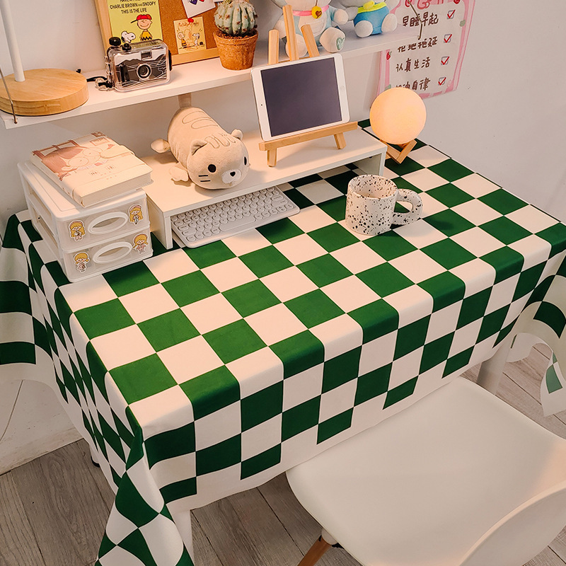 Picture of Checkerboard Tablecloth Ins Style Popular Photo Student Desk Dormitory Decoration Coffee Table Dustproof Picnic Stall Cloth