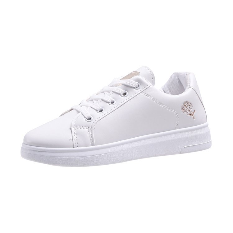 Picture of White Shoes, Autumn Shoes, Breathable New Women's Shoes, Korean Style Autumn Leather Panel Shoes, Students' Casual Spring and Autumn White Shoes, Flat Soles