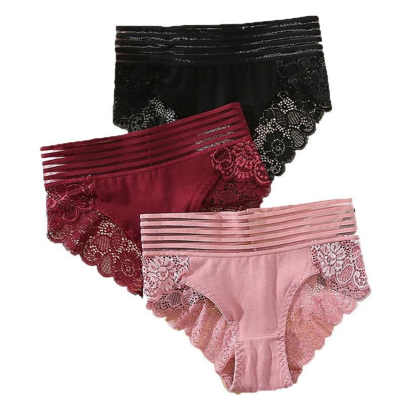 Sexy Women's Lace Panties European and American High Waist Cross-border Seamless Belly Tuck Super Wide Belt Comfortable Breathable Briefs