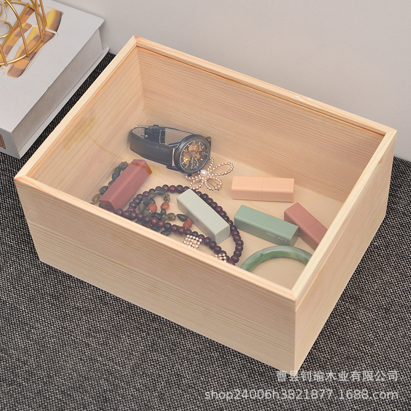 Picture of Customized Transparent Storage Box Desktop Pull-Out Wooden Box Specimen Solid Wood Display Box Souvenir Packaging Box Jewelry Box
