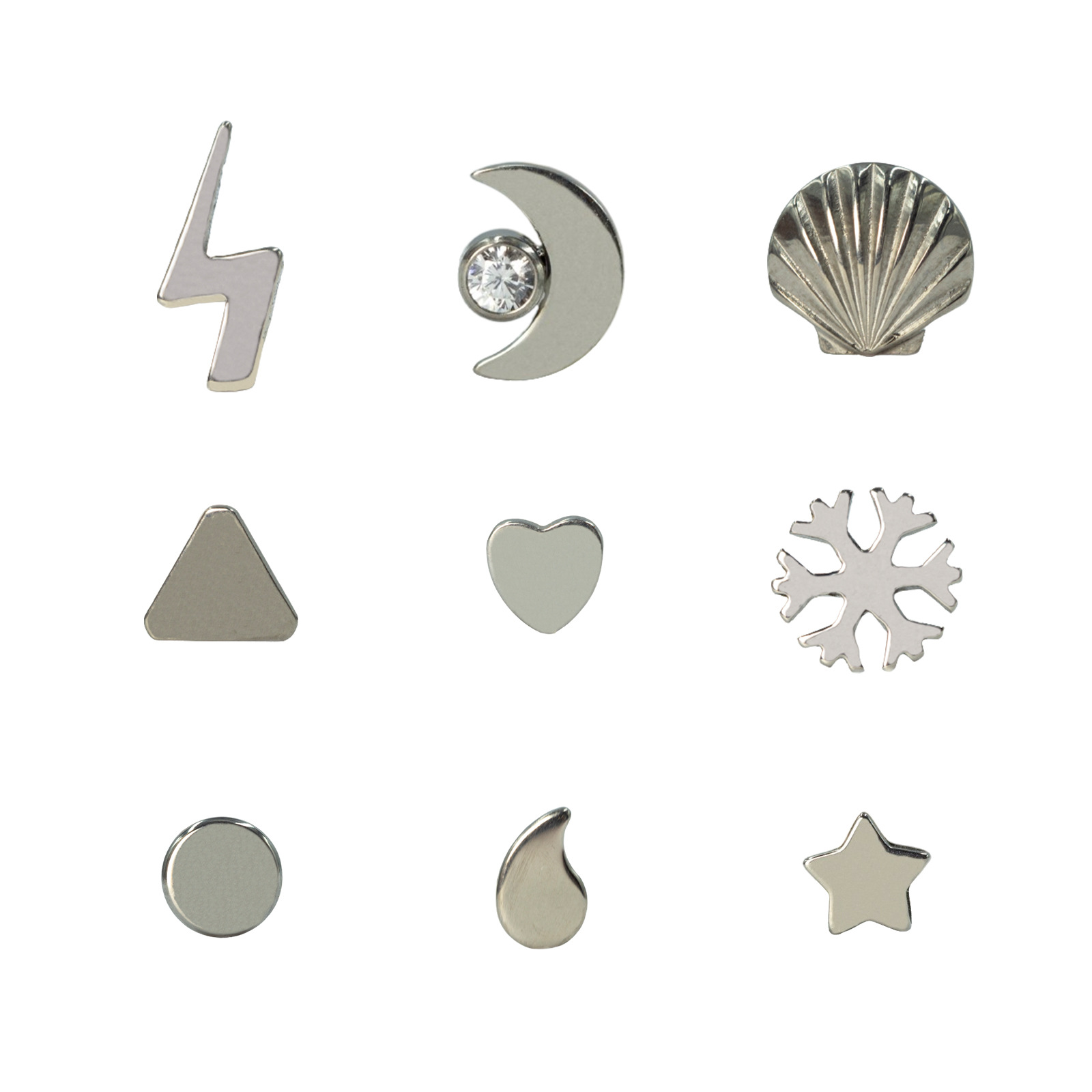 G23 titanium steel internal thread polishing moon lightning nail nail tongue nail lip nail ear bone nail piercing jewelry