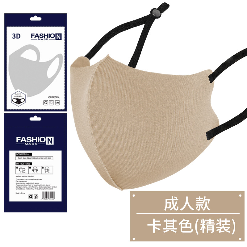 Picture of Dust-Proof Ice Silk Cotton Knitted Mask Wholesale Women's Summer Warm Anti-Smog Breathable Washable Adjustable 3D Black Mask