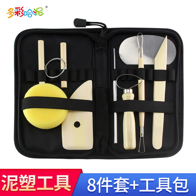 Cross-border ceramic tools 8-piece set with tool kit Clay Clay Clay soft clay hand carving tools storage bag