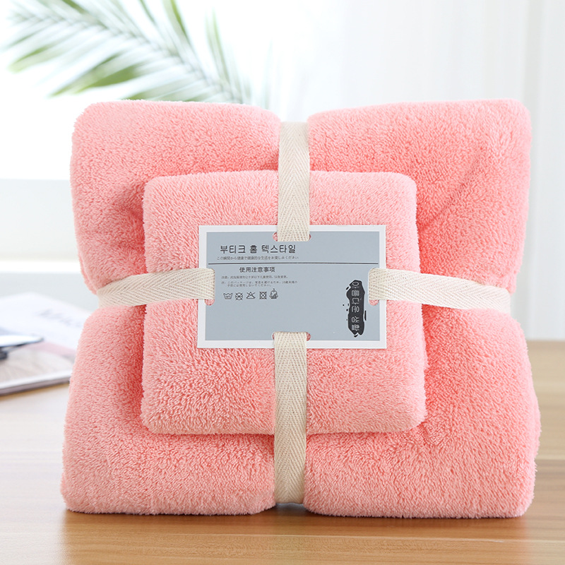 Picture of Factory wholesale coral fleece towel towel gift suit thickened mother and child towel a generation of printed logo