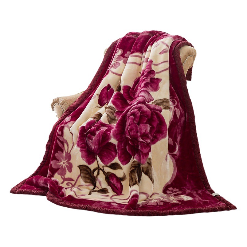 Wholesale Raschel Blanket Thickened Double-Sided Cloud Blanket Red Wedding Blanket