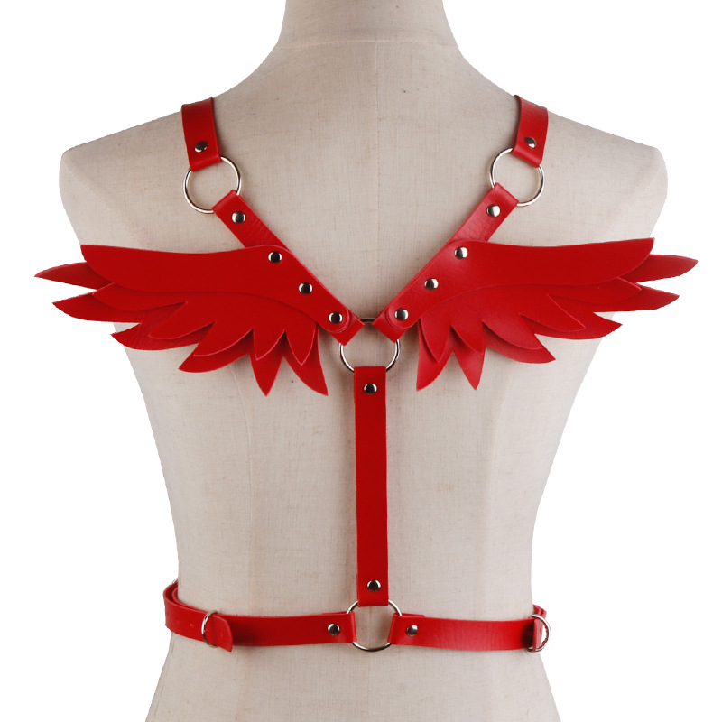 Picture of European and American Punk Leather Angel Wings Strap Suit Women's Leather Top Restraint Body Strap Belt Belt Belt