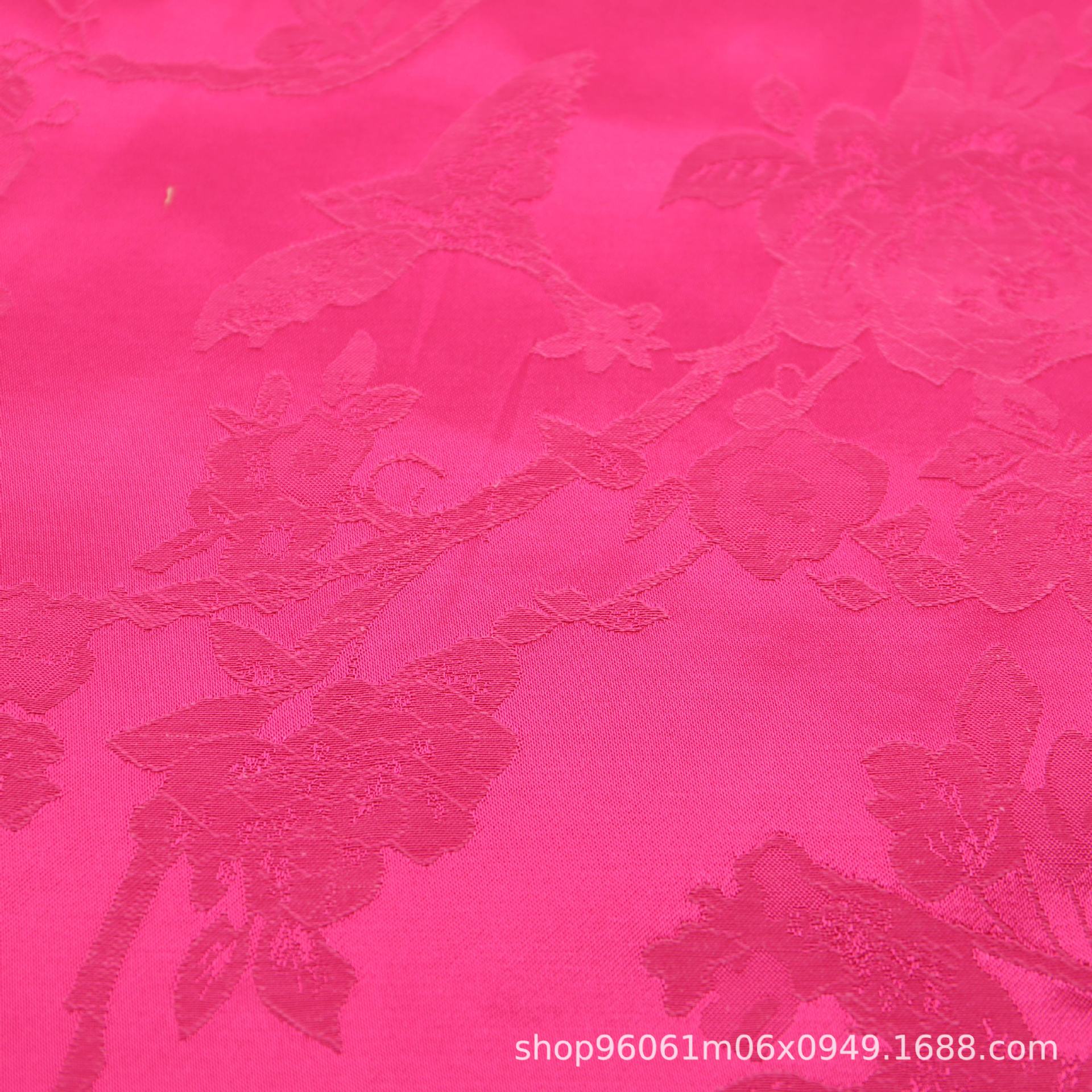 Picture of Tencel Linen Imitation Silk Satin Fabric with Floral and Bird Jacquard Pattern, Rose Jacquard Fabric for Hanfu, New Chinese Style Dress Fabric, Large Jacquard
