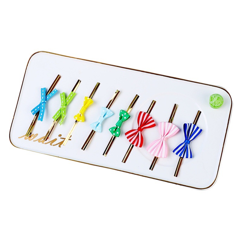 Cross-Border 8cm bow tie silk stick candy wire tie baking biscuit packaging tie 20 Wholesale