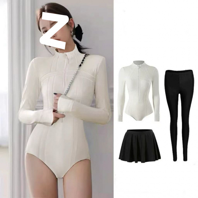 New one-piece swimsuit, conservative belly covering, slimming long sleeves, long pants, sunscreen, quick-drying, snorkeling, surfing suit, jellyfish suit