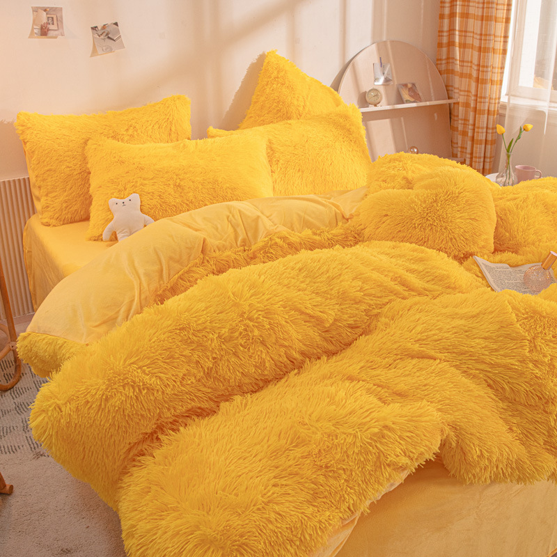 New mink velvet four-piece set thickened warm flannel four-piece set single double velvet set