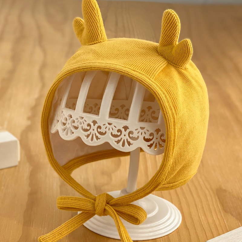 Picture of Baby Hat Spring and Autumn Baby Cute Super Cute Autumn and Winter Baby Ear Protection Newborn Female Baby Fetal Hat Boy