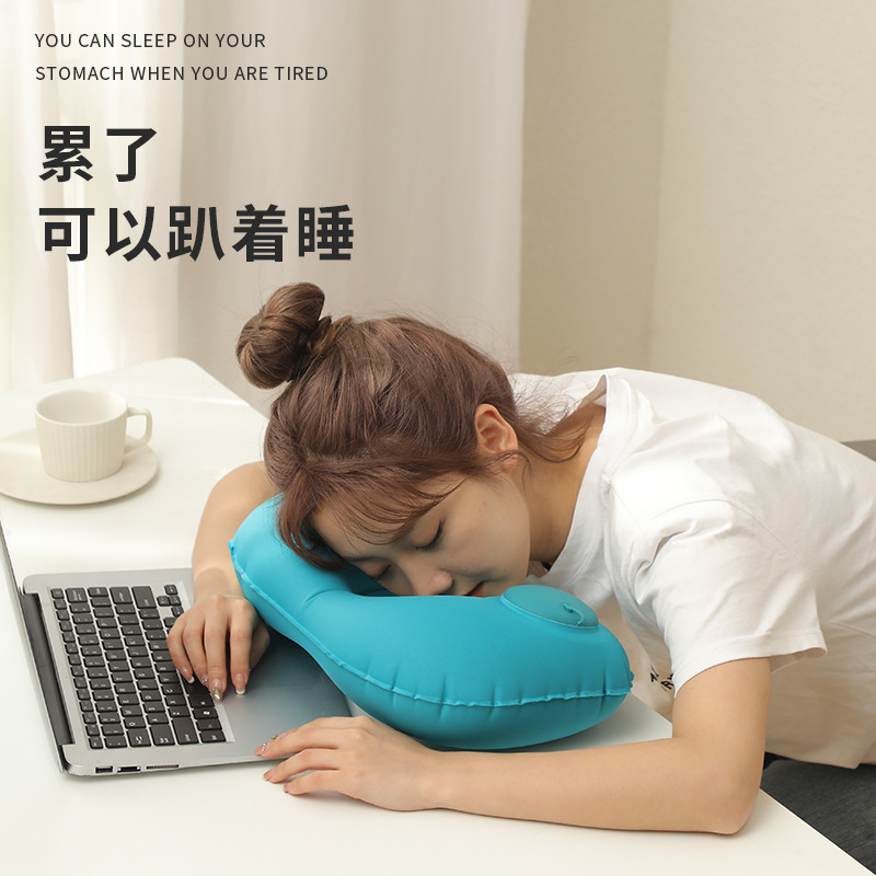 Picture of Inflatable U-shaped Pillow Cool Pressing Inflatable Pillow Travel Portable Neck Pillow Travel Sanbao Storage Pillow for Airplane