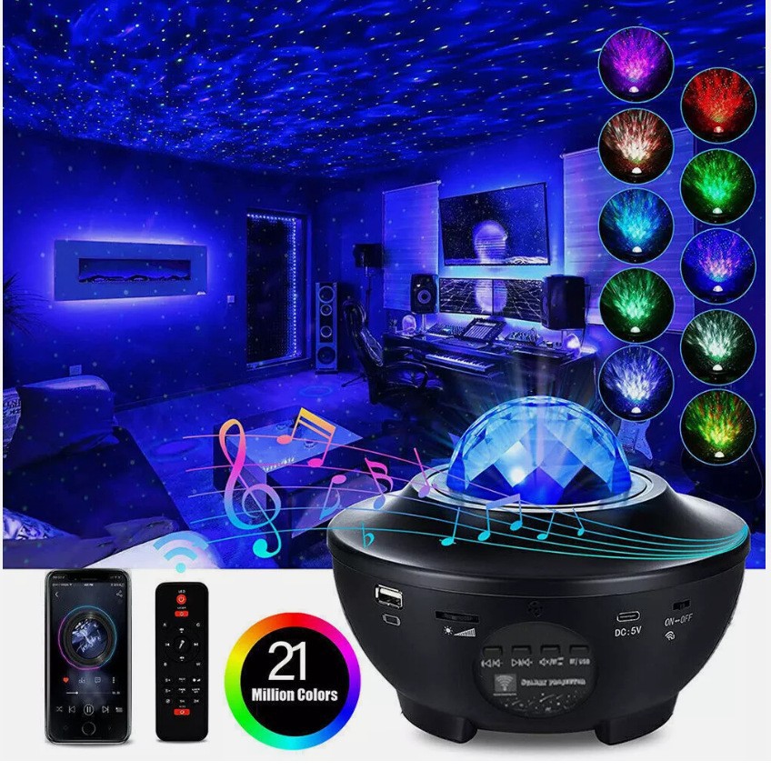 Cross-Border Cornucopia Starry Sky Laser Water Ripple Projection Lamp Bluetooth Stage Lamp Bedroom Atmosphere Night Light