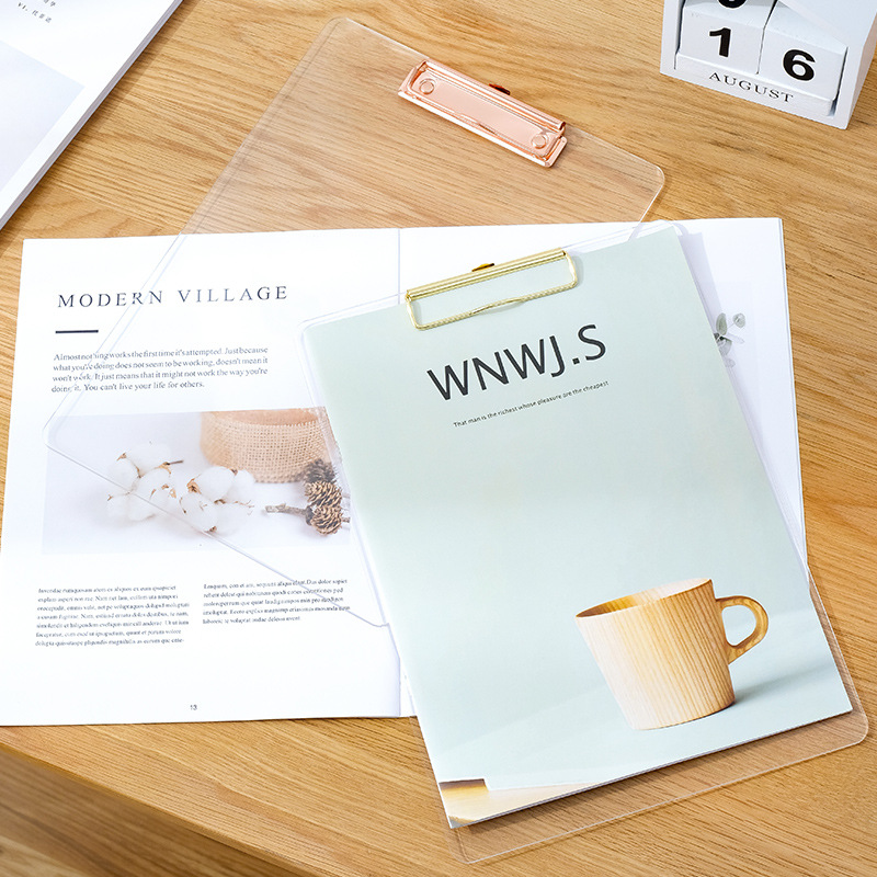 Mingqiang Thickened Cross-border Acrylic Transparent Plate Clip a4 Writing Plate File Storage and Arrangement Splint Folder