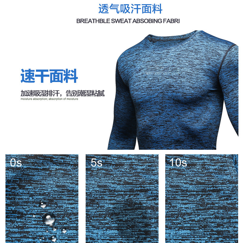 Picture of New European and American Fitness Wear Men's Long Sleeve Quick-drying Elastic Compression Sportswear pro Basketball Running Sports Tight Clothes