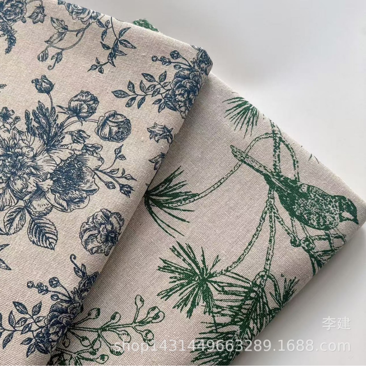 Cotton and linen fabric linen printing tablecloth handicraft cloth simple curtain