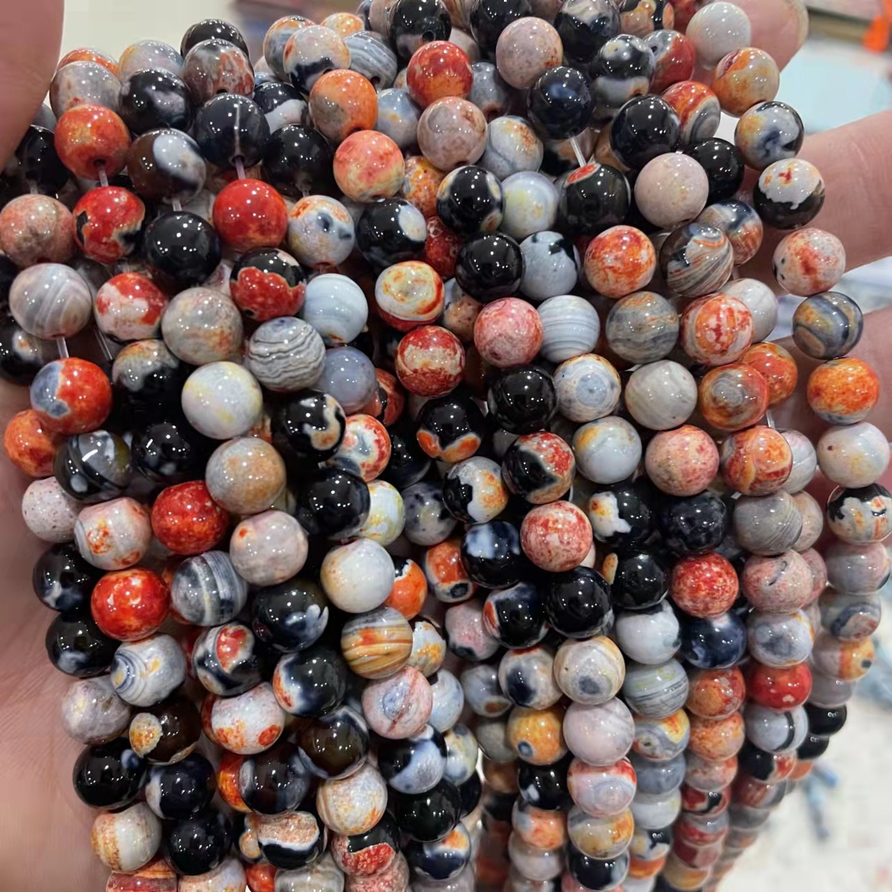 Picture of Douyin Hot Selling Natural Red Fire Agate Beads Loose Beads Agate Stone DIY Handmade Semi-Finished Bracelet Necklace
