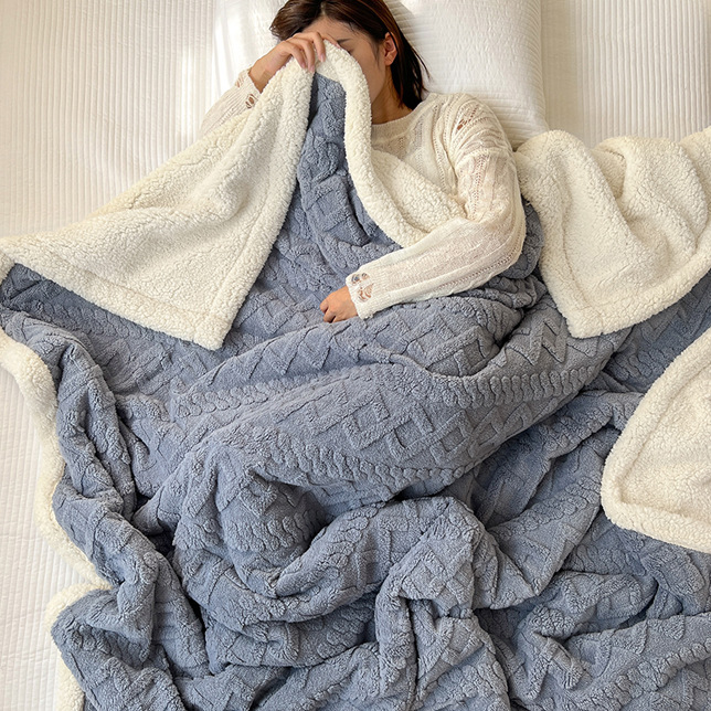 Picture of Thickened Coral Fleece Flannel Lamb Fleece Blanket Nap Sofa Blanket Office Shawl Air Conditioning Blanket