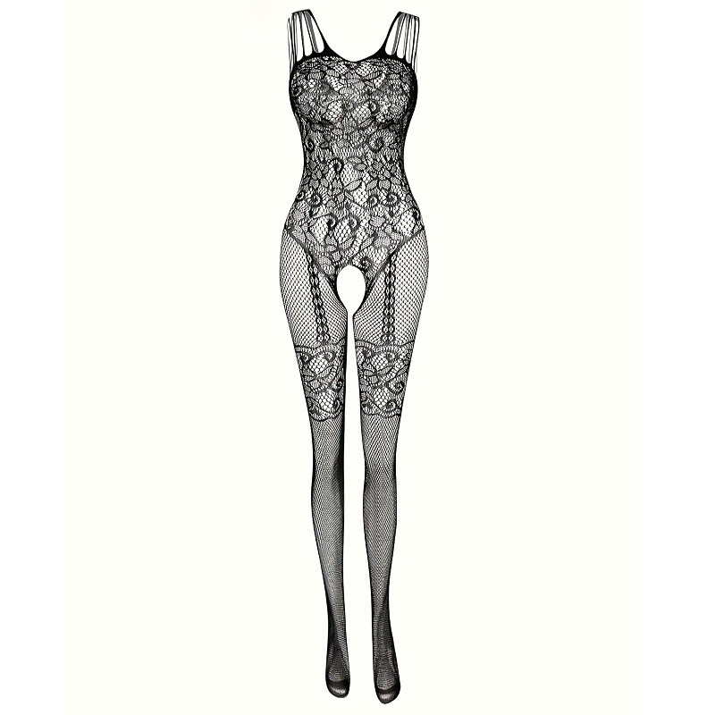 Picture of Benqian Sexy Lingerie, Sexy One-Piece Fishnet Dress, Pure Desire Suspender Uniform, Flirting Props, Tempting Hollow-Out Nightgown 8836