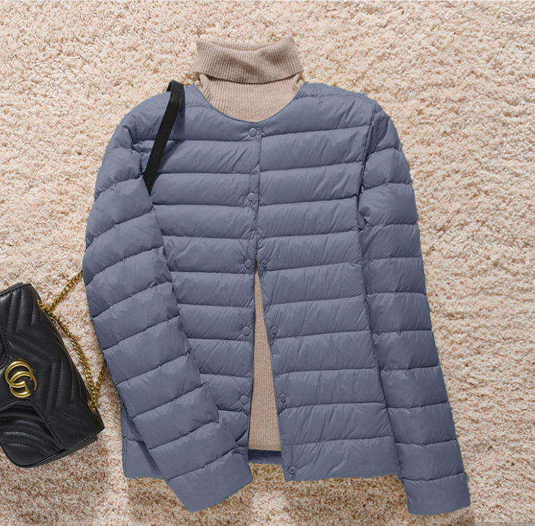 Picture of Lightweight Down Jacket Women's Short New Round Neck Thin Inner Liner Slim-fit Inner Wear Base plus size Jacket Trendy