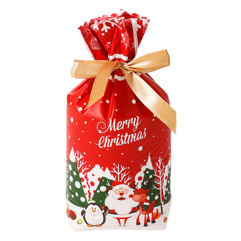 Cross-border Original Christmas Gift Bundle Pocket Candy Packaging Bag Ribbon Drawstring Bag Peace Fruit Bag Back Gift Bag
