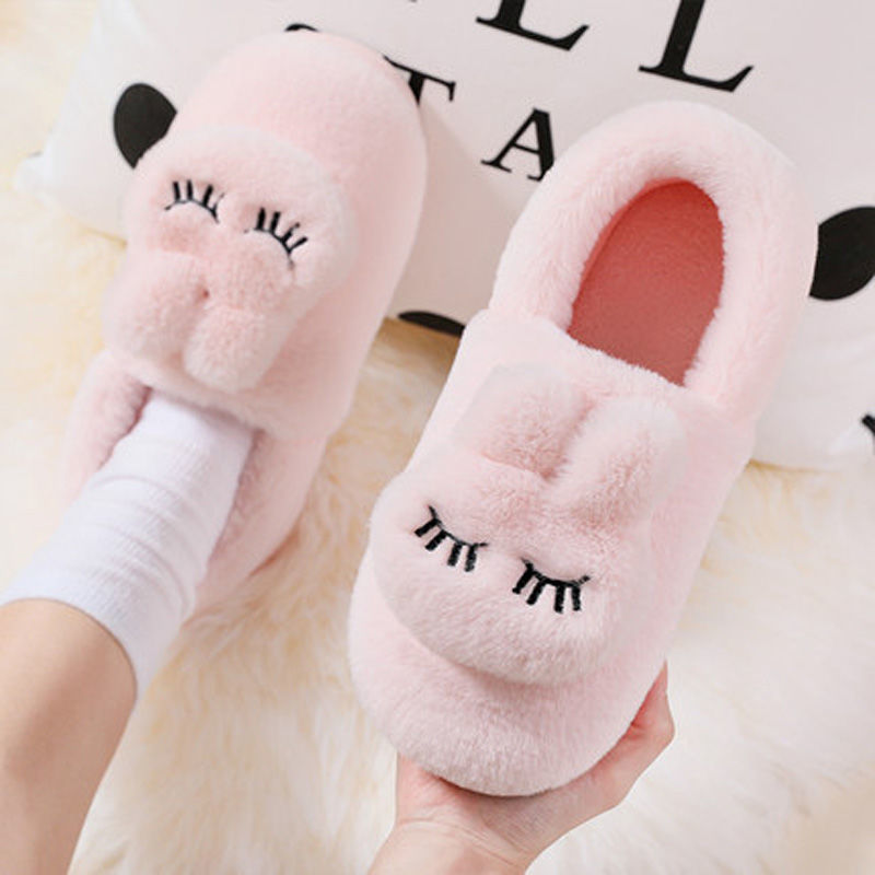 Picture of Women's Cotton Slippers for Winter Home Use, Indoor Plush Non-Slip Warm Slippers for Couples, Winter Closed-Back Cotton Shoes, Plush Men's Slippers