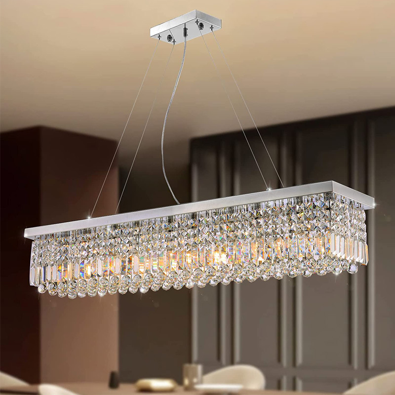 Picture of Cross-Border Crystal Restaurant Chandelier Chandelier Chandelier Rectangular Bar Table Home Zhongshan Lighting Factory Original Light Luxury