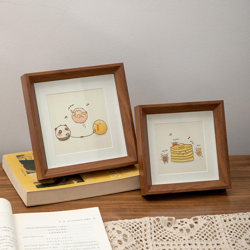 Picture of Wooden Square Small Photo Frame Platform ins Style Mini Photo Frame Ornaments 4 Inch 5 Inch 6 Inch Picture Frame Hollow Photo Frame Wholesale