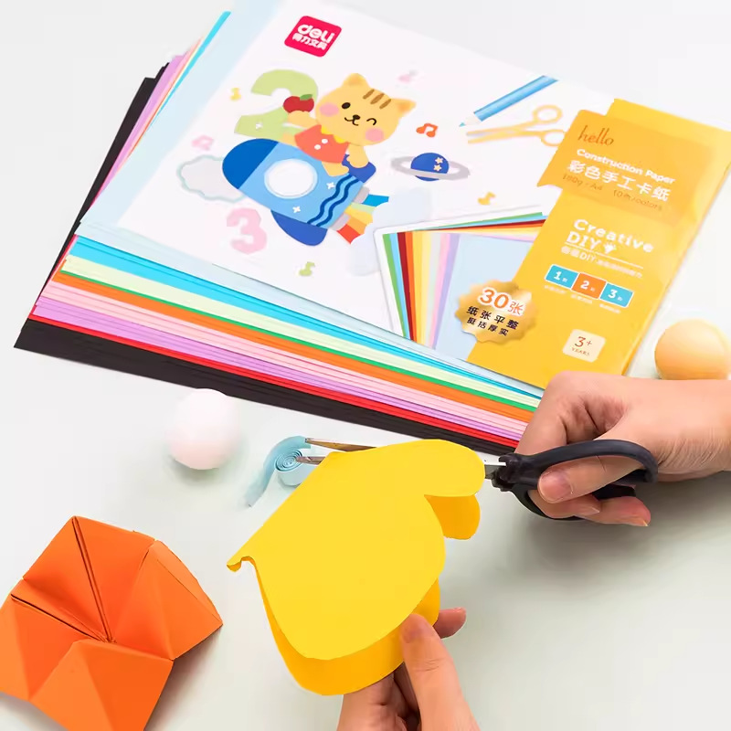 Deli 74804 color handmade cardboard student diy origami 30 sheets/bag paper-cut A4 painted graffiti paper 180g