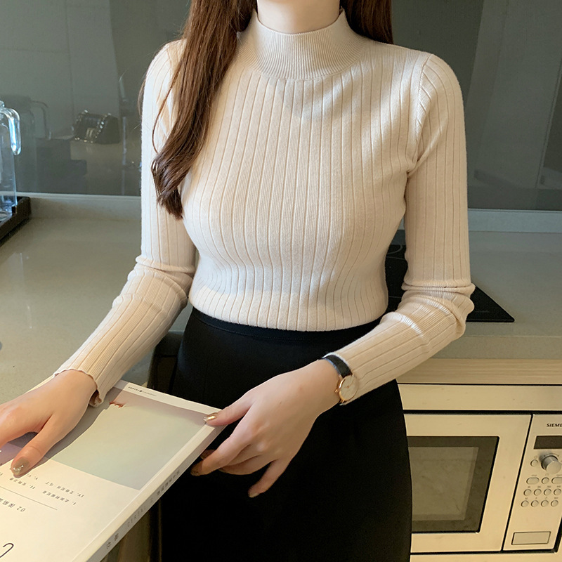 Picture of Half Turtleneck Bottoming Shirt for Women with Thin Inner Wear 2024 Autumn and Winter New Style Short Knitwear Long-Sleeved Knitwear Top