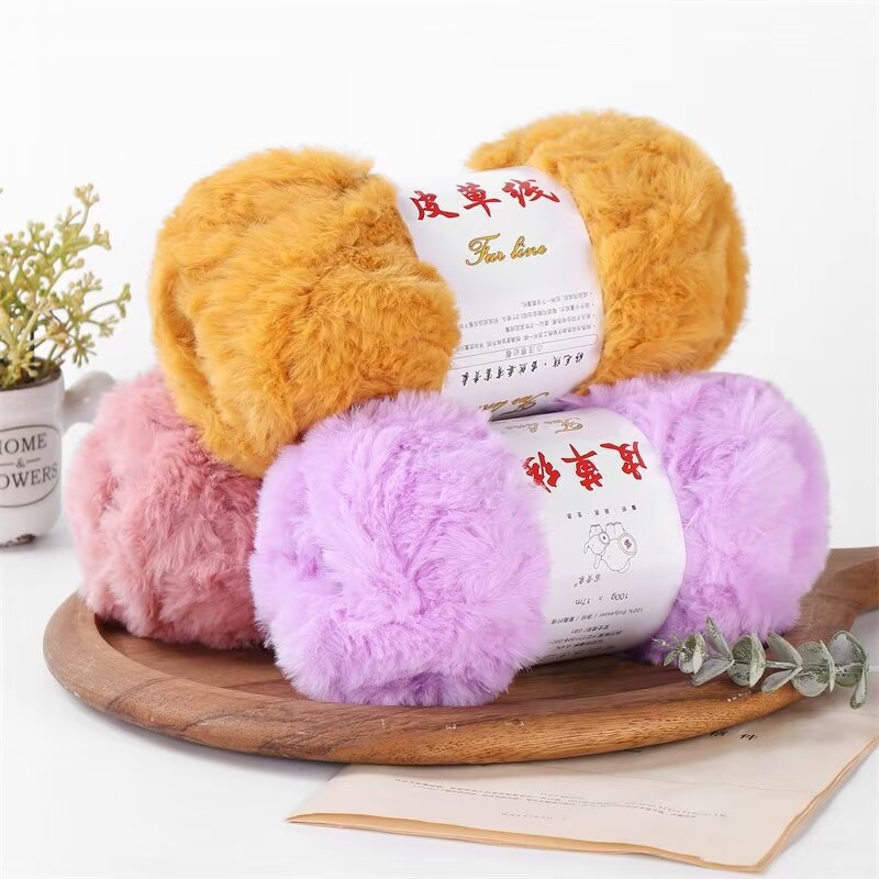 Fur Yarn Cat Tail Yarn Wool Hand-Knitted Scarf Twist Stick DIY Bag Velvet Yarn Velvet Handmade Factory