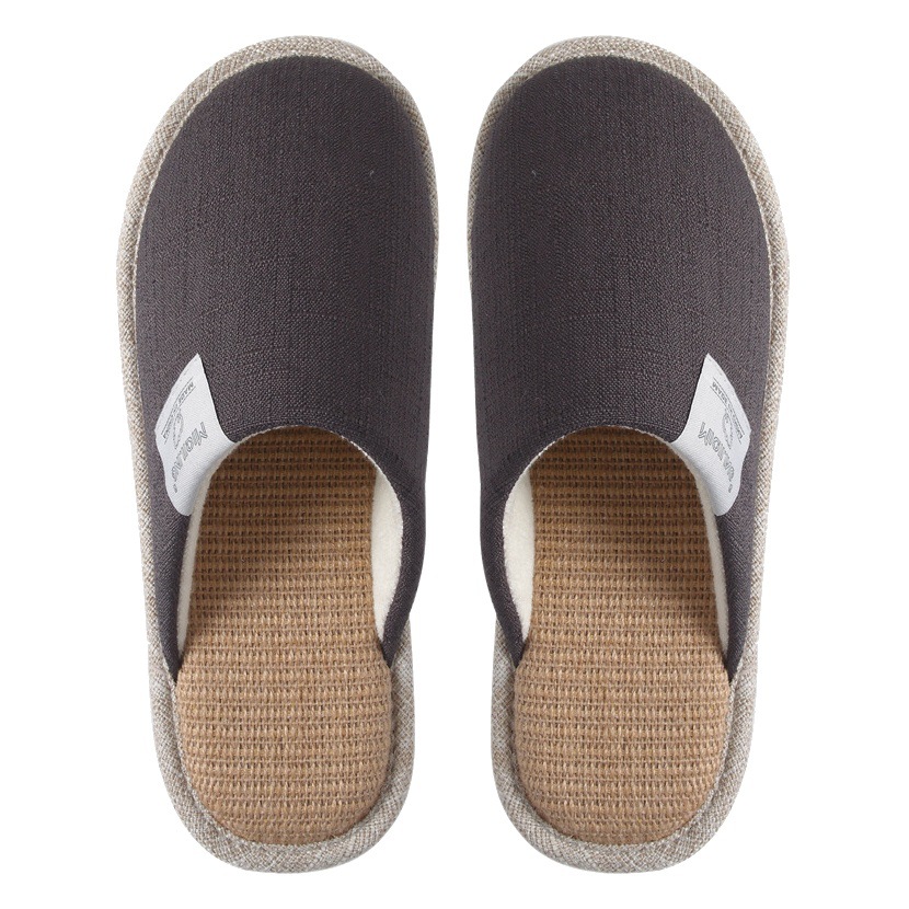 Autumn linen slippers cotton linen wholesale indoor home floor non-slip men's plus size fabric slippers for four seasons home