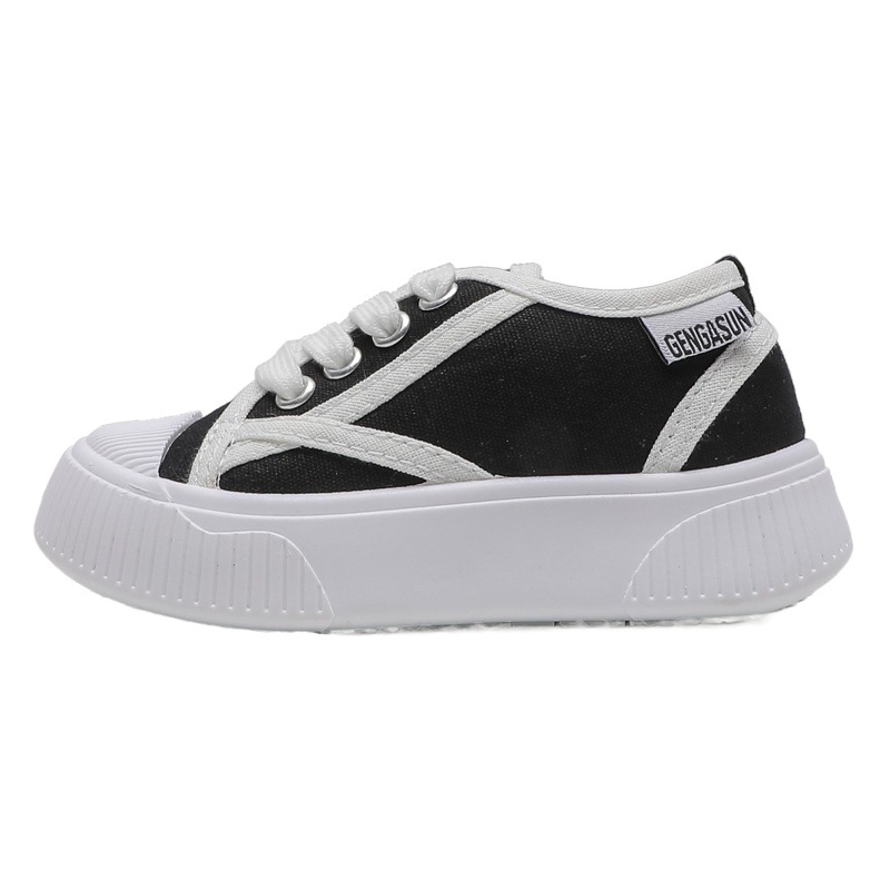 Children's canvas shoes for boys and girls elastic band casual biscuit shoes baby indoor shoes Korean board shoes small white shoes cross-border