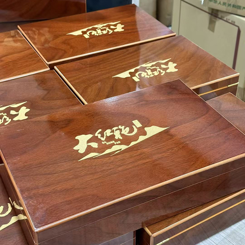 Picture of Tea Packaging Private Collection Wooden Box 8 Small Ceramic Empty Gift Box Wood Grain Pu 'er Jin Junmei Tea Big Buddha Longjing Tea