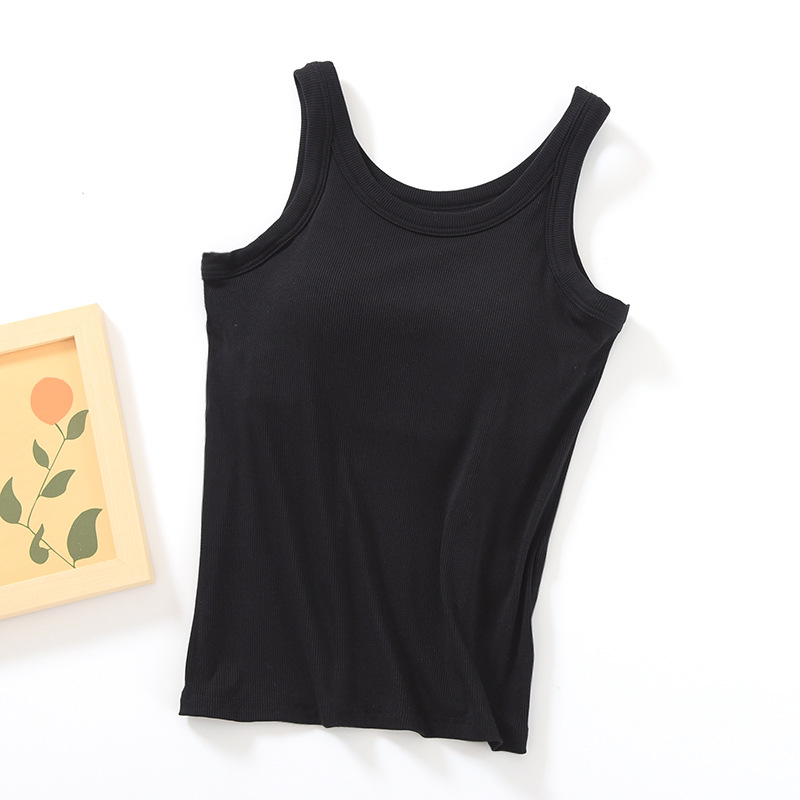 Picture of Vest with Chest Pad Sling Wide Shoulder Strap Base Cup Bra One-piece Underwear Long Top Anti-slip Sleeveless Women
