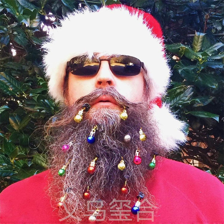 Cross-Border New Product Christmas Beard Lights Mini Bell Beard Clip Christmas Decorations