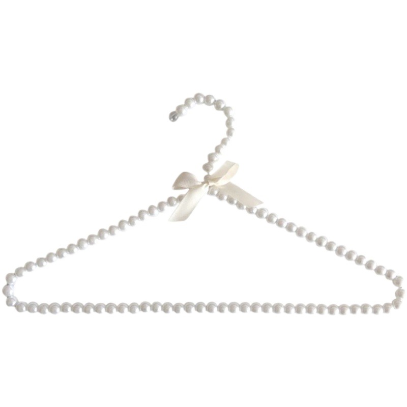 Cross-border Hot Selling White Pearl Hanger with Bow Wedding Dress Hanging Dress Clothes Support for Clothing Store