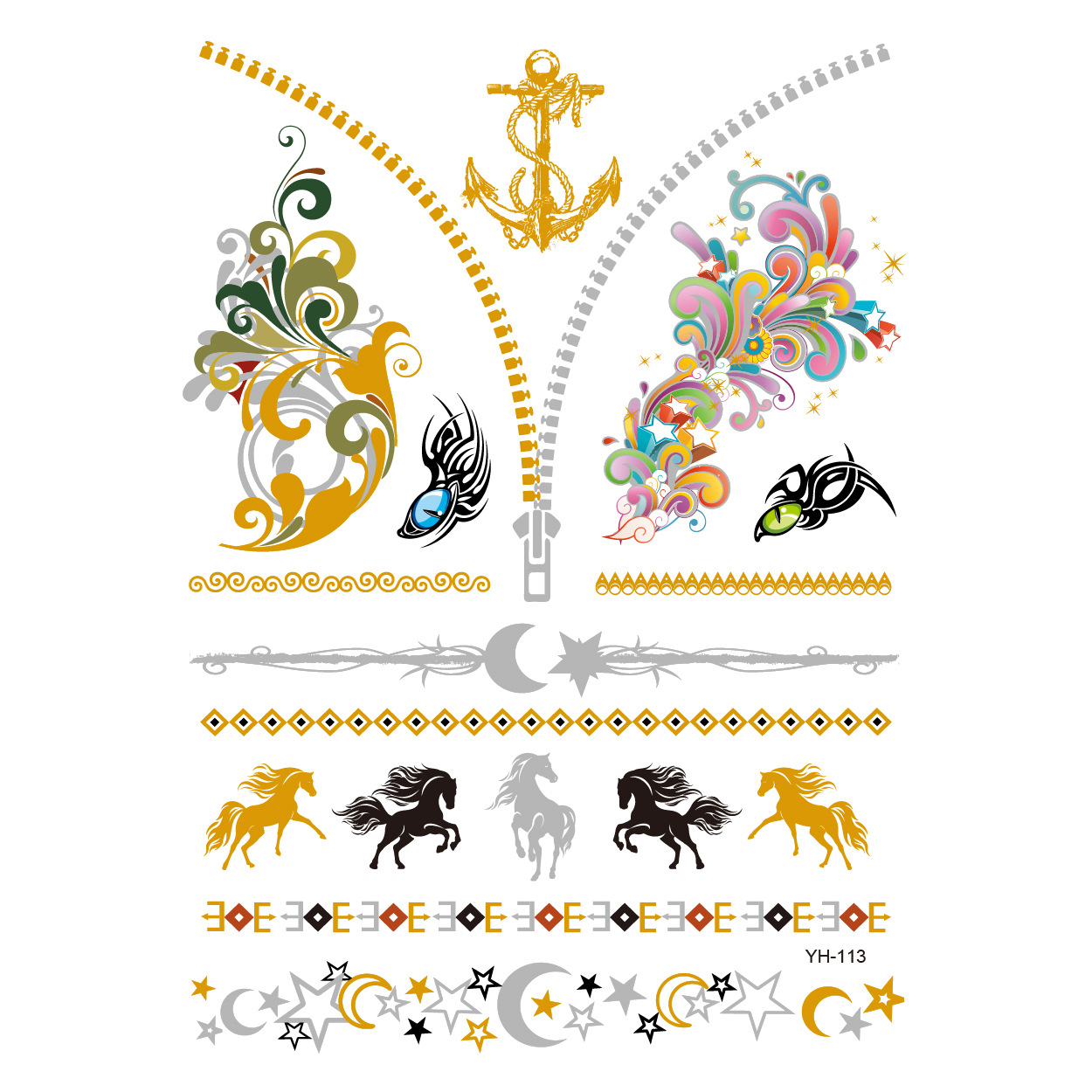 Picture of Bronzing tattoo stickers manufacturers in stock wholesale waterproof tattoo stickers fashion tattoo stickers