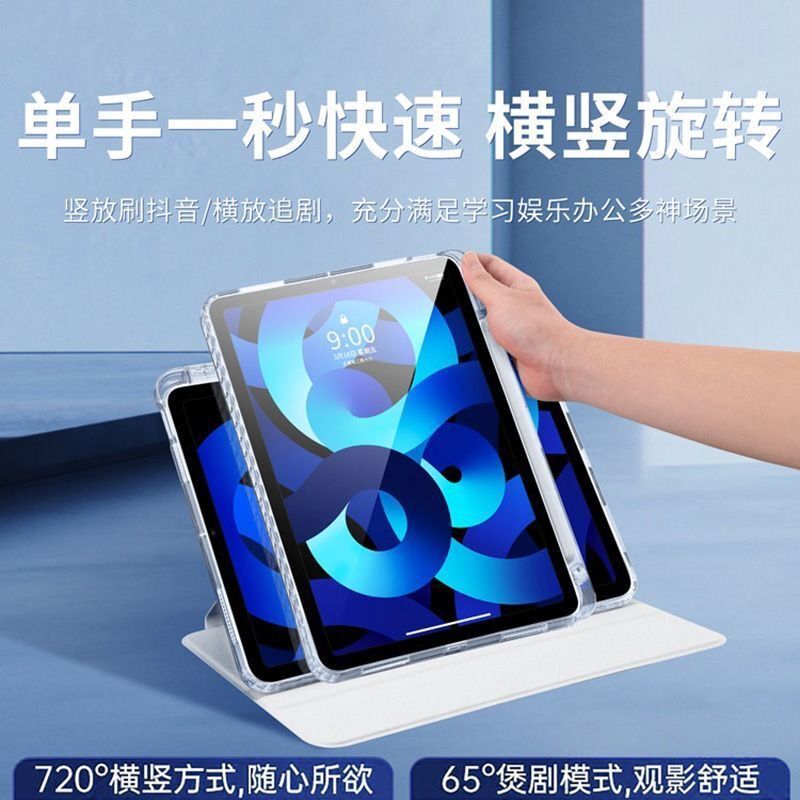 Picture of iPad2024 rotating protective cover air4/5 flat shell pro11 inch anti-bending 10.2 all-inclusive 9.7 anti-fall transparent