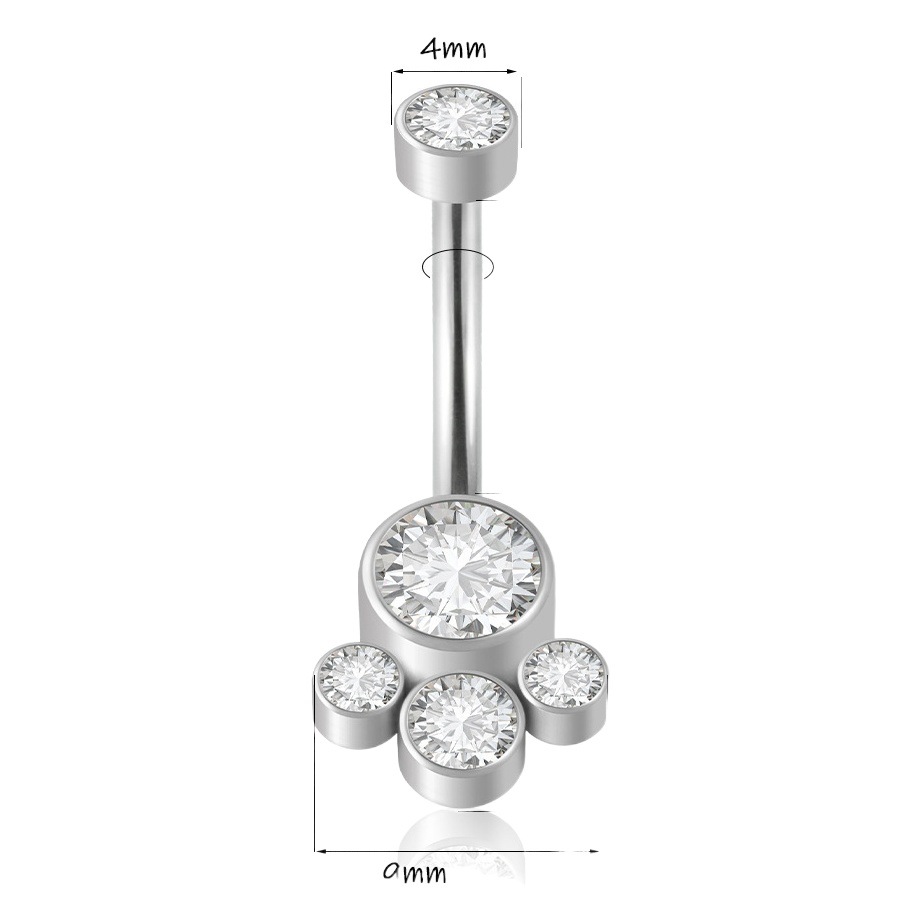 New G23 Titanium Alloy Thread Navel Nail Aobao Zircon Umbilical Ring Electroplated Multicolor Puncture Umbilical Buckle Foreign Trade Puncture