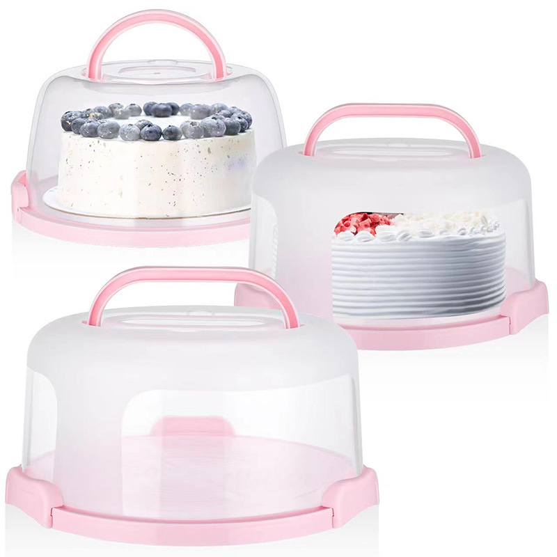 Portable cake stand with lid baking portable round plastic cake box sealed paper cup holder container 8 inch
