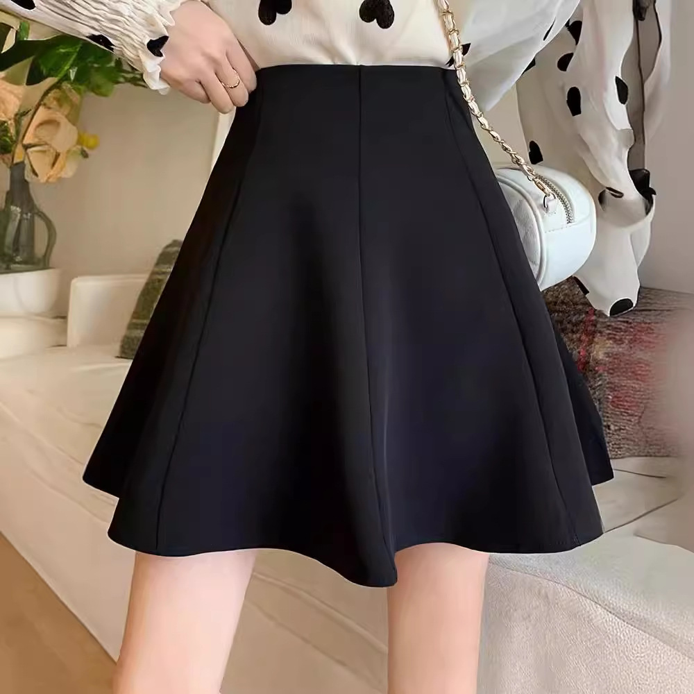 2024 Summer New Arrival Skirt Women's High Waist A- Line Academic Style Black Umbrella Skirt Slim-Fit Anti-Walking Sheath Skirt
